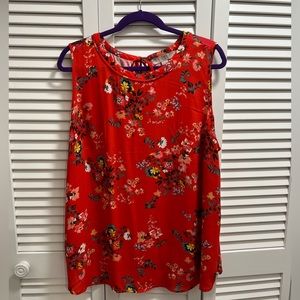 Loft sleeveless red floral blouse